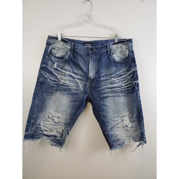 (S4) Y2K Smoke Rise Men's Jeans Shorts Size 42 Distressed Cut off Streetwear - Picture 1 of 7